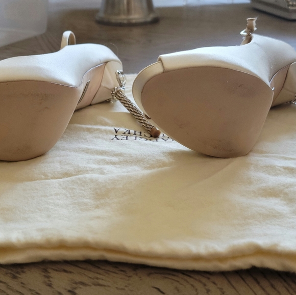 Badgley Mischka Rhinestone Peep Toe Heels - Picture 3 of 4